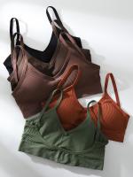 5 Sujetadores Sin Aros De Canalé Sólido, Sujetador Íntimo Elástico Cómodo Y Transpirable, Lencería Y Ropa Interior Para Mujer - details 0