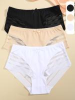 3 bragas de malla de colores sólidos, cómodas y transpirables, favorecedoras y elásticas, bragas sexys para mujer - details 7