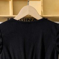 Vestido de punto negro con cinturón y estampado de gasa, vestido de estilo vintage a la moda para niñas, ropa de bautismo saliente diaria - details 4