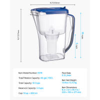 Jarra Filtradora de Agua SucceBuy de 9 Tazas, Sistema de Filtración de 5 Etapas con Flujo Rápido, Diseño Libre de BPA, Indicador de Cambio de Filtro, Dura 3 Meses o 40 Galones, Reduce la Cal, el Plomo, el Cloro y los Olores - details 5