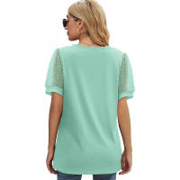 Camisa de manga corta para mujer, blusa elegante de verano a la moda, cuello en v, color sólido, tops Casuales - details 15