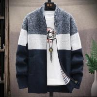 Suéter de invierno para hombre, cárdigan de terciopelo con cuello alto, informal, con cremallera, grueso y cálido - details 1