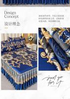 Juego de Sábanas de Dormitorio de Doble Cama de Encaje Clásico de Cuero Royal Azul 3Pcs - details 1