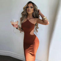 BUNO-estido de punto Nibber para mujer, vestido Sexy sin mangas con cuello Halter, parte de atrás bonita, vestido sin cintura, vestido ajustado elegante a la moda - details 6
