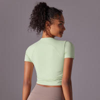 Camisetas deportivas de manga corta para mujer, camisetas deportivas de color sólido para entrenamiento, gimnasio, correr, ropa deportiva - details 19