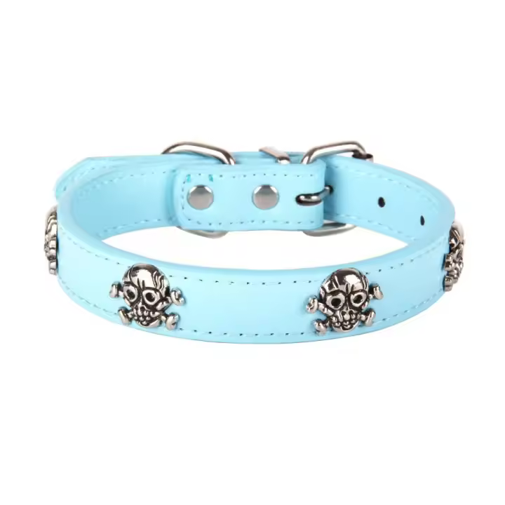 Suministros para mascotas Collar de cuero para perros Collar de gato de moda personalizado Correa de cuello exquisita ajustable para gatos - 1