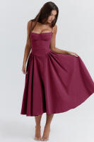 Vestido de mujer sin mangas y hombros, diseño elegante, vestido de corte - details 13