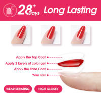 Juego de 40 esmaltes de uñas en gel de larga duración, 36 colores, clásico, básico, para todas las estaciones, lámpara UV, esmalte de uñas en gel, color rojo blanco brillante con 4 capas base en gel, capa superior con brillo mate - details 7