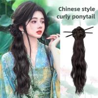 Horquilla para el pelo, cola de caballo larga ondulada y rizada, nuevo estilo chino, moño de flores, peluca con pinza, cola de caballo esponjosa, postizo, Cheongsam - details 9