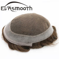 EVASMOOTH Pelucas de Cabello Humano Base de Piel Delgada de 6 Pulgadas, Tejido de Encaje Transpirable, Nudos Duraderos, Color Oscuro, Estilo Ondulado 28mm - details 1