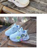 Nuevos zapatos ligeros para niños de malla transpirable, zapatos deportivos para niños intermitentes, niña, niño, papá, zapatos de moda. - details 9