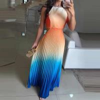 Elegante Vestido de Fiesta Holgado de Cintura Alta con Lazo Trasero Vestido Largo de Encaje con Estampado de Gradiente para Mujeres - details 6