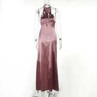Elegante Vestido de Noche Largo Sexy Halter sin Espalda Alta y Abierto hasta la Cintura - details 11