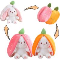 Animal de peluche de conejo de Pascua de 13,7 pulgadas, Kawaii Squishy Cute Bunny Plush, se convierte en conejo fruta muñeca zanahoria fresa almohada - details 1