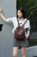 Mochila retro simple de cuero casual para viajes diarios, primera capa de cuero de vaca, mochila para mujer, bolso de cuero suave. - details 16