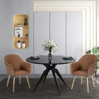 Silla de Comedor Estilo Vintage Juego de 1, Silla Cocina, Silla Nordica con Respaldo y Reposabrazos, Tela Pana, Estructura de Madera, Sillas para Tocador, Escritorio, Crema, EZS26cm-1 - details 19