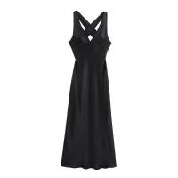 Elegante cuello en V cruzado satén ss para mujer moda de fiesta - details 3