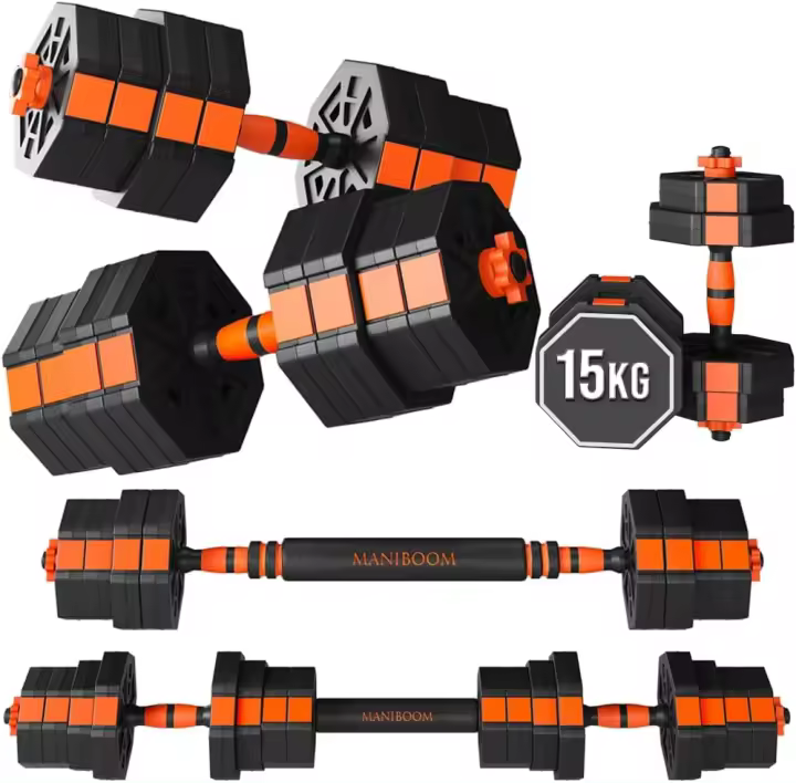 Mancuernas Ajustables ANTIDESLIZANTES - Mancuernas 10kg 15kg 20kg 30kg 40kg 50kg Hexagonales con Barra Regulables y Cierre de SEGURIDAD - Kit de Ejercicio - 1