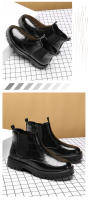 Suela de goma informal cabeza redonda parte superior baja tacón cuadrado banda elástica estilo británico talla zapatos de hombre - details 6