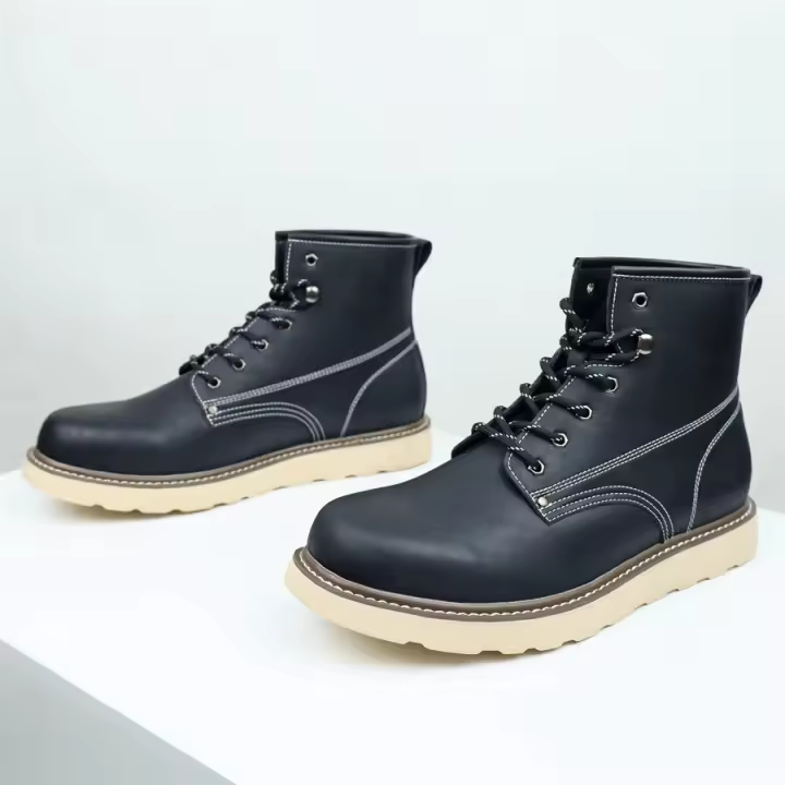 Botas de hombre versátiles de moda americana de cuero británico para exteriores con suela gruesa - 1