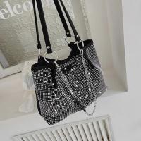 Bolso de Mano de Cuero PU de Gran Capacidad para Mujer Diseño de Lujo con Piedras Preciosas Bolso de Compras de Moda con Mango Superior - details 12