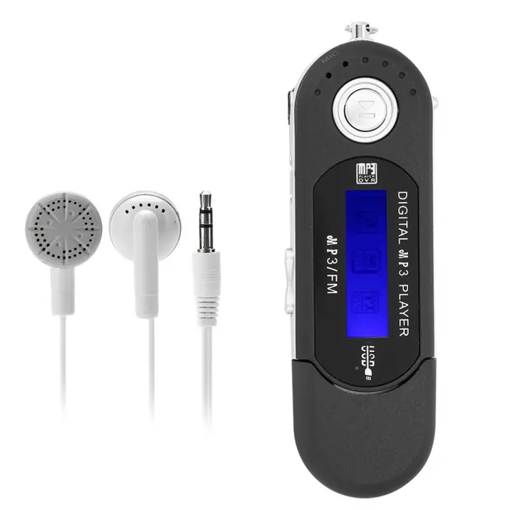 Reproductor MP3 con auriculares de 8GB, reproductor de música portátil, USB, pantalla LCD, Radio FM para caminar y correr, negro - 1