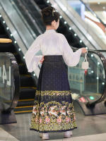 Hanfu para niñas, estilo chino, disfraz Tang para niños con cara de caballo estilo Ming, falda de hada, primavera y otoño, antiguo para niñas - details 3