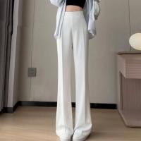 Pantalones de Traje de Verano para Mujer Pierna Ancha, Longa, Cintura Alta, Color Sólido, Ligeramente Acampanados Ropa de Trabajo Casual - details 4