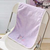Toalla de baño de felpa Coral para niños de Anime Kuromi, combinación absorbente y sin pelo, envoltura de secado rápido para ducha de niña suave - details 8