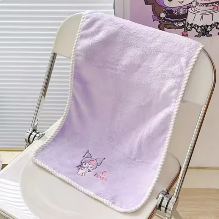Toalla de baño de felpa Coral para niños de Anime Kuromi, combinación absorbente y sin pelo, envoltura de secado rápido para ducha de niña suave - 1