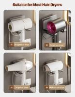 Soporte de aluminio para el cabello, autoadhesivo montado en la pared, perforado, estante para secador de pelo Dyson, organizador de iluminación de baño no perforado - details 8