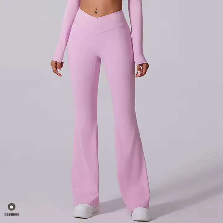 Conjunto de yoga para mujer, pantalones de Yoga de pierna ancha para gimnasio, entrenamiento, pantalones - 1