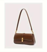 Bolso baguette elegante para mujer - Bolso bandolera desmontable elegante con cierre en tono dorado, marrón/negro, versátil para uso diario, accesorio elegante, artesanía de alta calidad - details 19