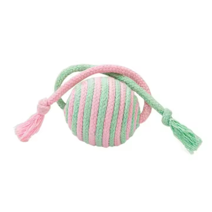 Bola de cuerda de algodón para gato resistente a mordeduras, Bola de rompecabezas para gatos con sonido resistente al desgaste con cuerda, juguete interactivo colorido para gatos, auto feliz - 1