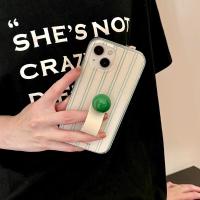 Funda de Teléfono de Cuero con Hebilla Diseño a Rayas Verdes Protección Completa - details 3