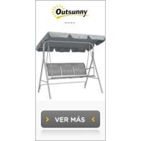 Jardín de 3 Plazas Columpio Exterior con Techo Ajustable y Marco de Acero para Balcón Terraza Patio Carga 240 kg 172x110x153 cm Gris - details 7