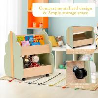 Estantería de Madera para Niños con Ruedas Organizador de Juguetes de 2 Niveles para Habitación - details 3