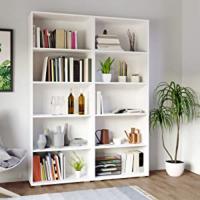 libreria biblioteca estantería de madera interior dormitorio blanco 5 estantes mueble almacenaje