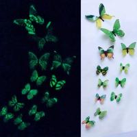 Pegatina de pared creativa de mariposa luminosa 3D, 12 piezas, arte moderno, decoraciones para el hogar, regalo DIY - details 3