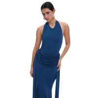 Vestido de sirena con cinturón drapeado y cintura entallada, estilo halter, nuevo de verano para mujer G25DS119 - details 7
