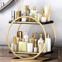 Soporte Circular de baño de oro negro, estante de almacenamiento para el cuidado de la piel, estante para cosméticos, organizador de maquillaje para dormitorio, ahorro de espacio - details 2