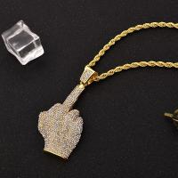 Collar con colgante de dedo medio para hombres y mujeres, joyería de ciclismo, Rap, Hip Hop, hielo, nuevo - details 0