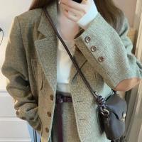 Conjunto de traje para mujer, elegancia Retro francesa de alta gama, chaqueta holgada y conjunto de dos piezas de media falda, otoño 2023 - details 10