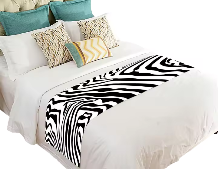 Camino de cama de cebra, bufanda, decoración de cama, 50x241 cm - 1