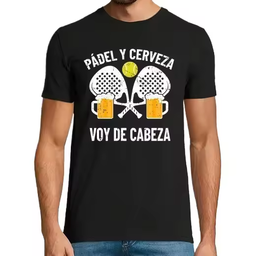 Pádel y cerveza,Camiseta de Pádel Divertido, ropa para exteriores - 1