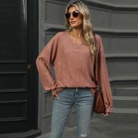 Top para mujer, camiseta holgada lisa con cuello en V, ropa popular coreana elegante de liquidación, años 90 - details 8