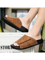 Sandalias retro de suela gruesa para el hogar, de alta gama, de moda de verano, con textura de cuero, estilo nuevo, para exteriores, informales, para hombre. - details 5