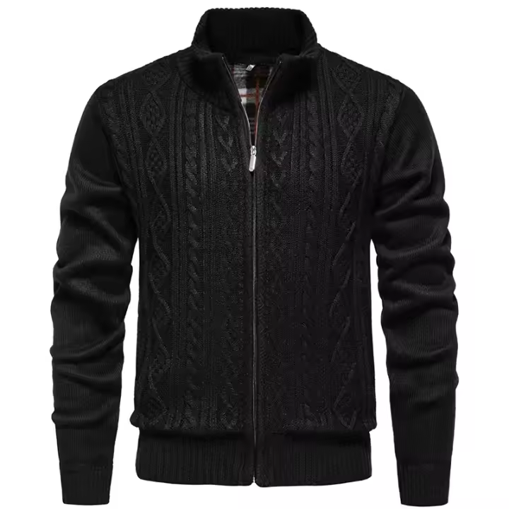 Cardigan de Pendiente de Lana de Cashmere Cuello Alto con Cremallera, Moda de Otoño e Invierno para Hombres - 1