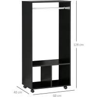 Armario de Ropa con Ruedas Organizador de Ropa de Dormitorio de 120x40x128cm en Negro - details 18