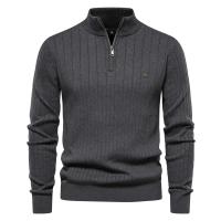 Día del padre 2025 nuevo Otoño Invierno suéteres con cremallera para hombres de alta calidad cálido cuello alto suéter de punto de algodón para hombres - details 6